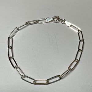 Dyadema Italian Sterling Silver Paper Clip Link 🔗 Bracelet. 7.25 inches long